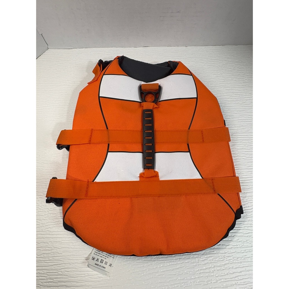 Clownfish Dog Life Jacket Orange White Stripe Pet Buoyancy Vest Small S0172
